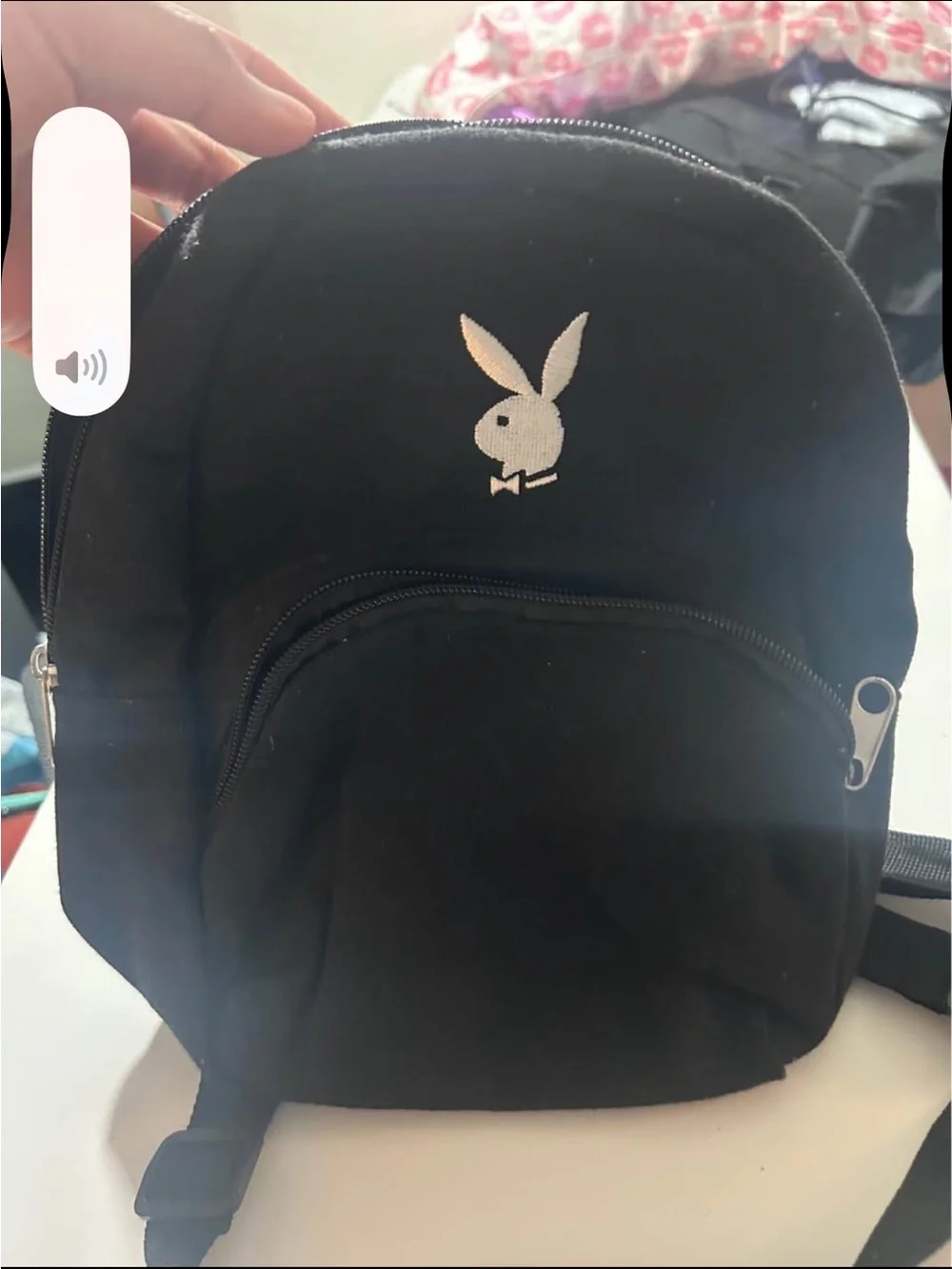 PLAYBOY Black Mini Backpack with White Bunny Emblem